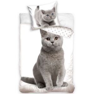 BedTex Bavlnené obliečky Mačka a mačiatko, 140 x 200 cm, 70 x 90 cm