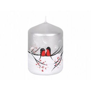 Dekoratívna sviečka Vtáci v zime, valec