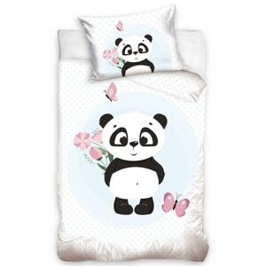 TipTrade Detské bavlnené obliečky do postieľky Roztomilá Panda, 100 x 135 cm, 40 x 60 cm