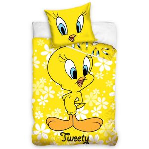 Tiptrade Detské bavlnené obliečky do postieľky Tweety žltá, 100 x 135 cm, 40 x 60 cm