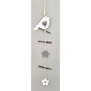 Drevená závesná dekorácia Vtáčik, 50 cm