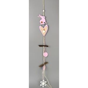 Drevená závesná dekorácia Zajačik so srdiečkom, 40 cm