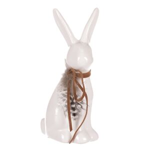 Keramický zajac s pierkom, 7 x 5 x 13 cm​