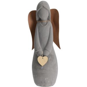 Koopman Cementový anjel so srdcom, 25 cm