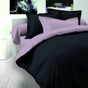 Kvalitex Saténové obliečky Luxury Collection čierna / svetlo fialová, 220 x 220 cm, 2 ks 70 x 90 cm
