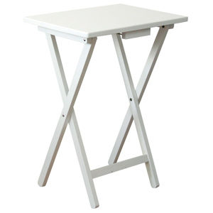 Skladací stolík drevený, biela