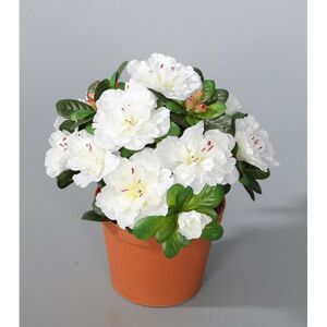 Umelá kvetina Azalka v kvetináči biela, 21 x 10 x 10 cm