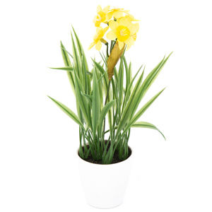 Umelá kvetina Narcis v kvetináči žltá, 22 cm