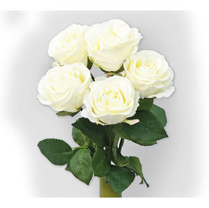 Umelé kvetiny bielych ruží, 5 ks