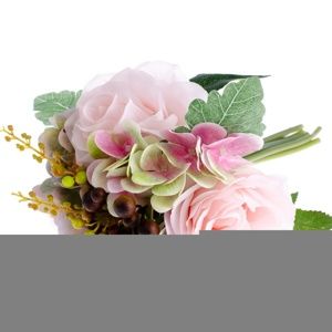 Umelá kytica Ruža s hortenziou svetloružová, 30 cm