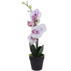 Umelá orchidea v kvetináči biela, 47 cm