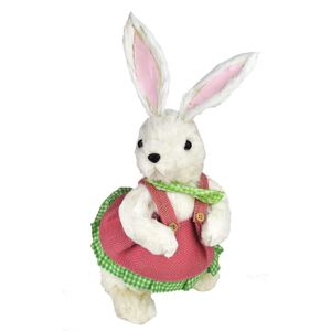 Veľkonočná dekorácia Zajačica v ružovom kabátiku biela, 39 cm