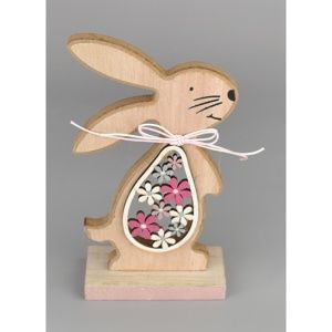 Veľkonočný drevený zajačik Hubert ružová, 15 cm