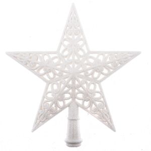 Vianočná hviezda na stromček Shiny biela, 20 x 20  x 3 cm