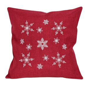Forbyt Vianočná obliečka na vankúšik Hviezdičky červená, 40 x 40 cm