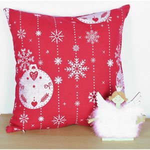 Forbyt Vianočná obliečka na vankúšik Vianočné ozdoby červená, 40 x 40 cm