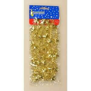 Vianočná reťaz s hviezdami zlatá, 180 cm
