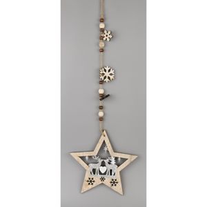 Vianočná závesná dekorácia Hviezda s jeleňmi, 52 cm