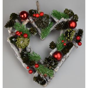 Vianočné závesné srdce Green pine, 23 x 24 cm