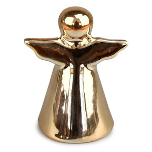Vianočný keramický zvonček Anjel, zlatá