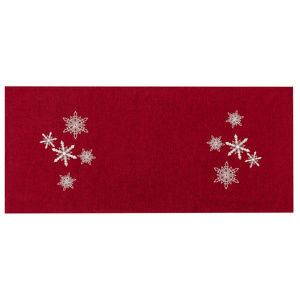 BO-MA Trading Vianočný obrus Vločky červená, 40 x 90 cm