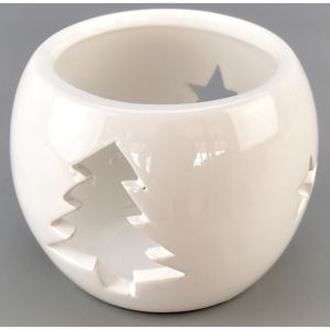 Vianočný svietnik na čajovú sviečku Arcadia biela, 9 cm